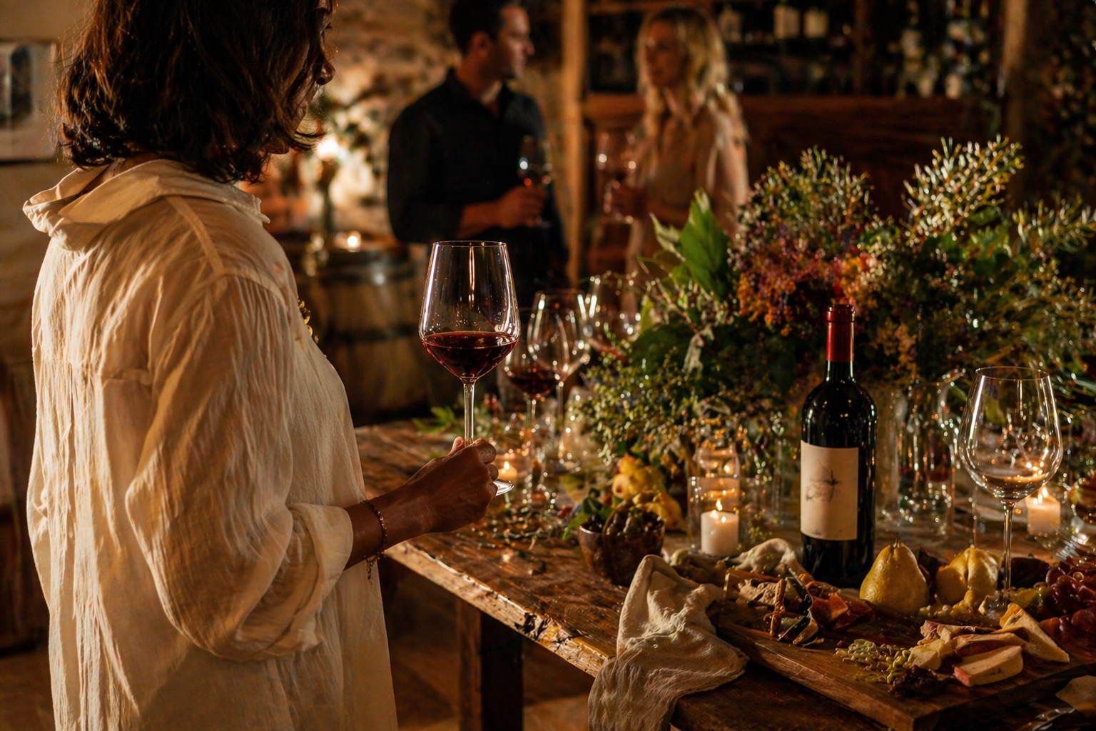 Evening wine tasting during the Roman Castles tour